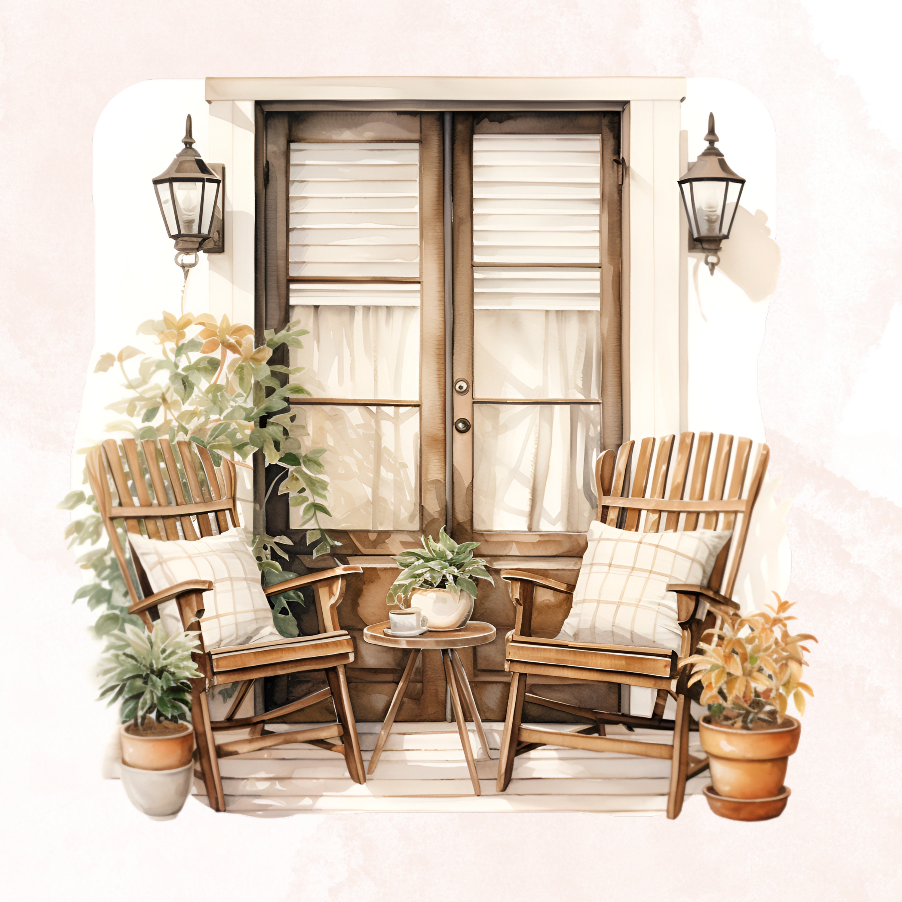 Cozy Porch Clipart Bundle, Cottage Home Decor, Interior Design Graphics ...