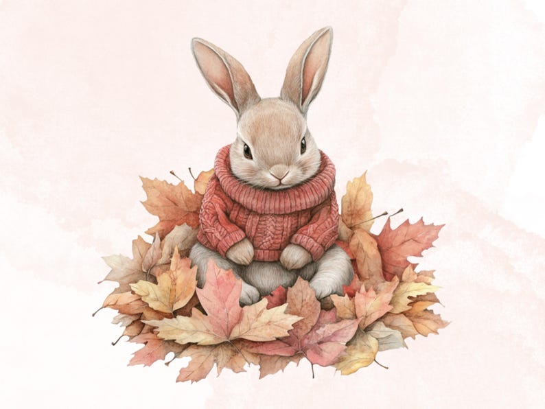 Autumn Animal Clipart, Fall Clipart, Cozy Fall Graphics, Cute Animals ...