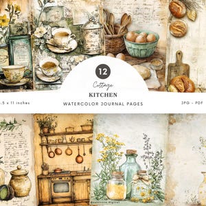 Cottagecore Junk Journal Pages, Cottage Kitchen Journal Pages, Vintage Junk Journal Kit, Scrapbook Printable Paper, Digital Collage Sheet