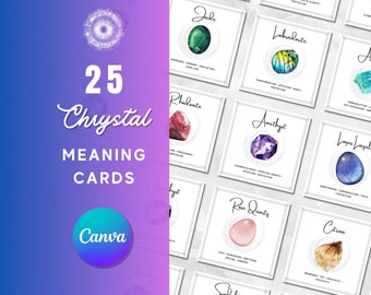 265 Editable Crystal Meaning Cards, Instant Download Crystal