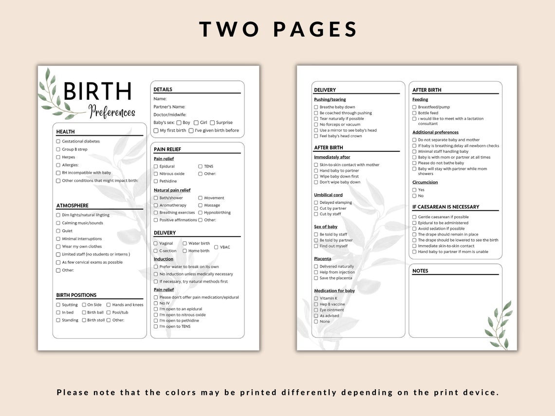 Editable Birth Plan Template Canva Birth Plan Printable Minimalist Editable Birth Plan Template Canva Birth Plan Printable Minimalist