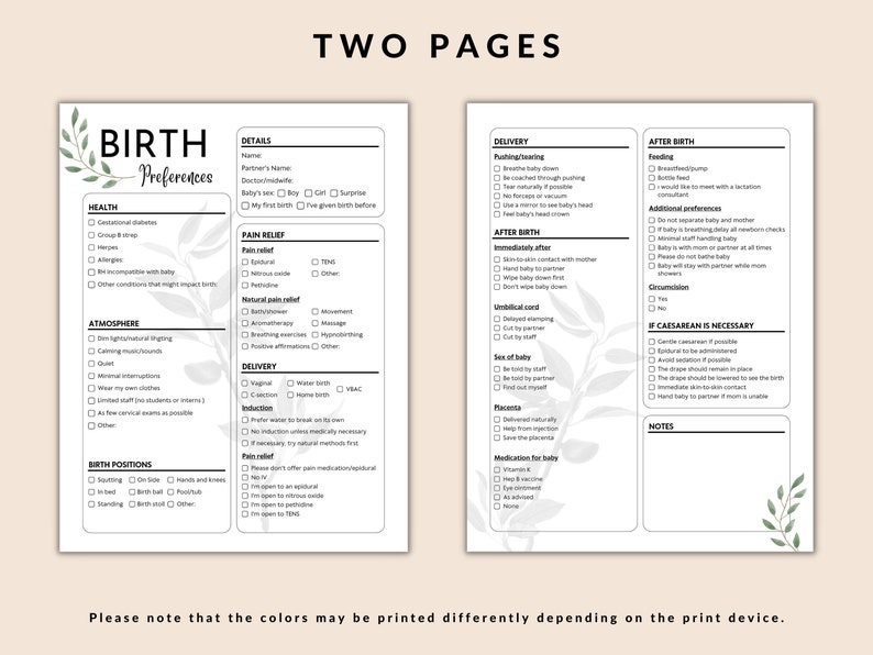 Editable Birth Plan Template Canva Birth Plan Printable Minimalist ...
