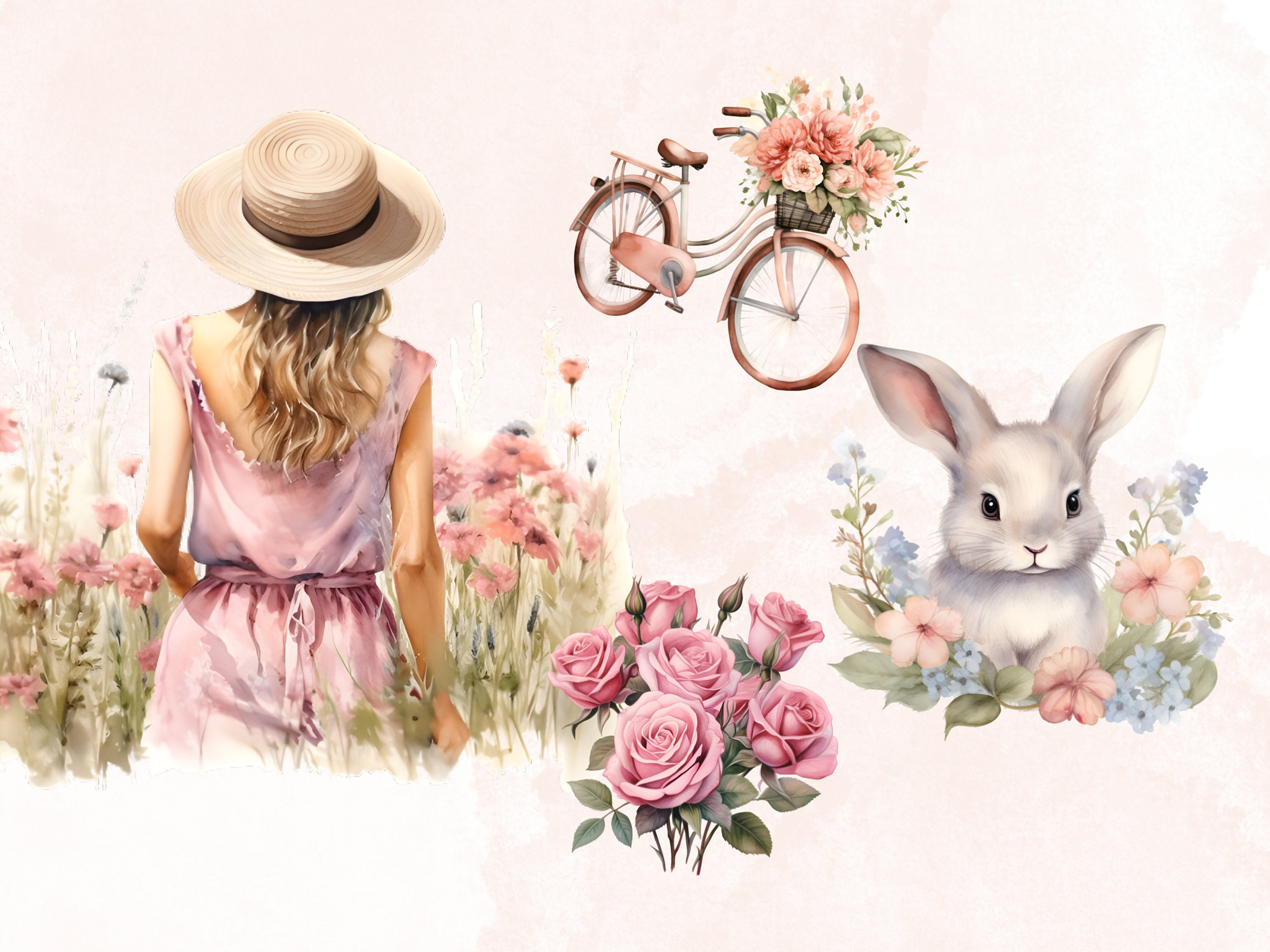 Watercolor Vintage Botanic Lover Clipart, Cozy Spring Clipart ...