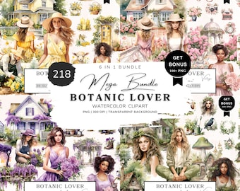 Paquete de imágenes prediseñadas para amantes de la botánica, imágenes prediseñadas de primavera, imágenes prediseñadas de flores silvestres, imágenes prediseñadas de verano, imágenes prediseñadas botánicas, imágenes prediseñadas estilo cottagecore, PNG de chica floral