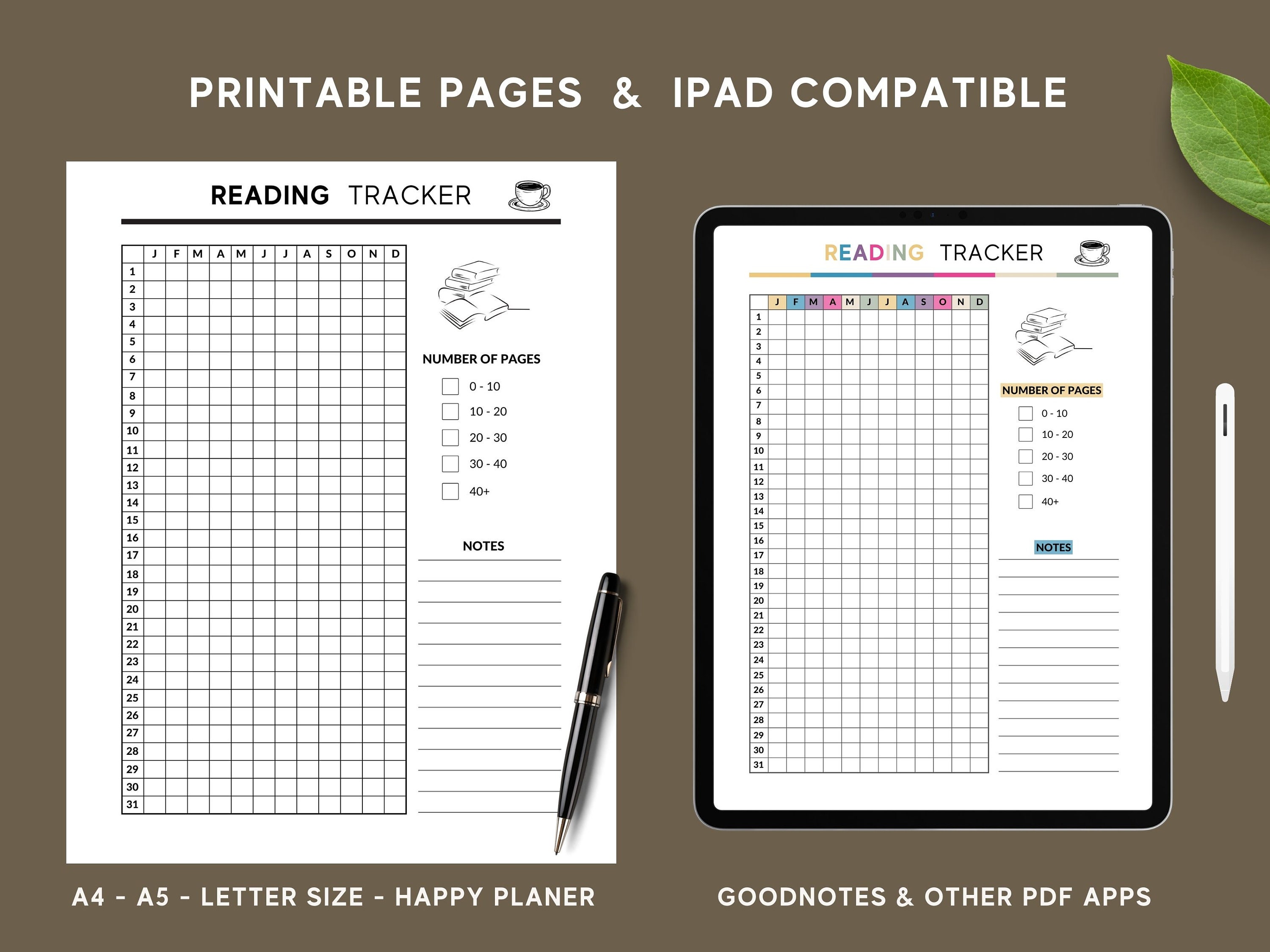 Printable Reading Planner Book Journal Book Tracker Reading Log Book