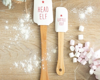 Santa's Helper and Elf Silicone Spatula Set, Kitchen, Home Christmas Baking Xmas Cookies Chef Cooking Set