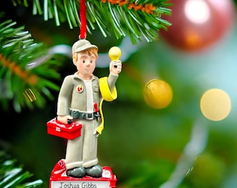 Enfeite de eletricista personalizado - Presente de Natal personalizado para eletricistas - Personalizado à mão com nome - Decoração para profissionais