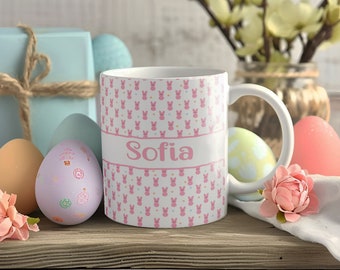 Easter Pattern Personalised Name Mug 11oz - Bunny | Eggs | Customised | Personalized