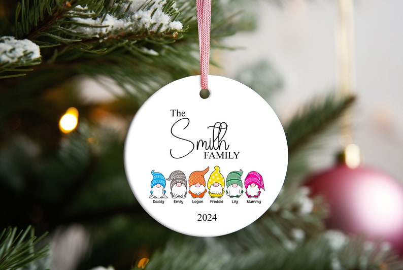 Personalised Christmas Tree Family Gonk Ornament, Gnome, Xmas, Personalized, Customised, Gonks, Gnomes, Decorations, Bauble, zdjęcie 7