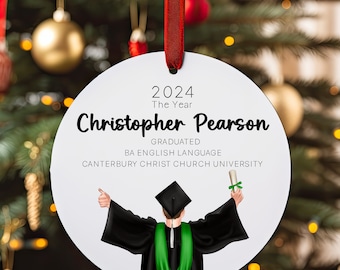 Personalised Graduation Tree Bauble/Ornament Xmas Personalized Customised Keepsake University, Qualification