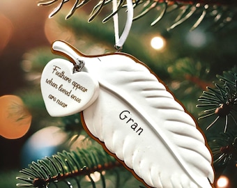 Personalised Feather Memorial Ornament | Christmas Tree Decoration | Bereavement Gift | Feathers Appear Bauble | Memory Keepsake