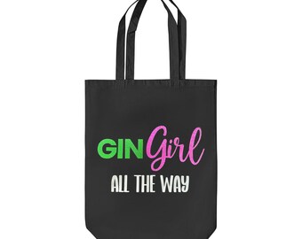 Gin Girl (Klingel) All The Way Weihnachten Schwarze Tragetasche Pink Grün  Glitter Lustig Weihnachten Verrückt Festlich Einkaufen