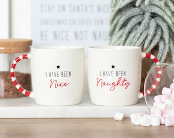Naughty & Nice Couples Christmas Mug Set | Coffee Tea Xmas Gift His/Her Mugs