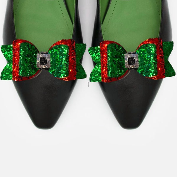 Nœuds scintillants pour chaussures de lutin de Noël à clipser