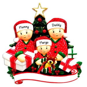 Weihnachtsbaum personalisierte Familiendekoration Gruppenornament Personalisiertes, individuelles Geschenk Family of 4