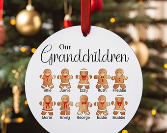 Personalised Grandchildren Christmas Tree Family Gingerbread Ornament, Xmas, Personalized, Decorations, Bauble, Grandkids