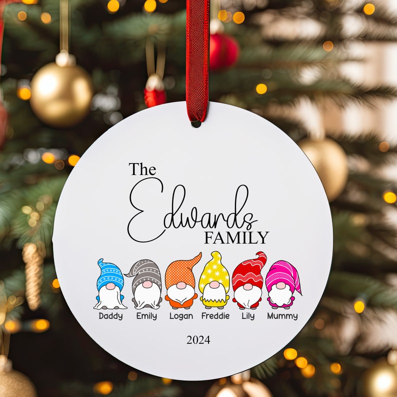Personalised Christmas Tree Family Gonk Ornament, Gnome, Xmas, Personalized, Customised, Gonks, Gnomes, Decorations, Bauble, zdjęcie 5