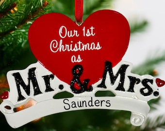 Adorno para árbol de Navidad / Regalo de boda / Regalo para recién casados / Decoración para árbol / Parejas / Primera Navidad de casados / Esposo y esposa