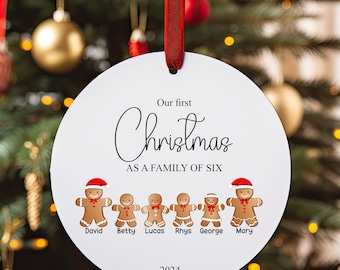 Personalised Christmas Tree Family Gingerbread Ornament, First Christmas Xmas, Personalized, Customised, Gingrebread Decorations, Bauble,