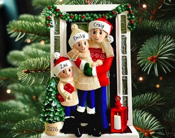 Personalised Family of 2 3 4 5 & 6 Christmas New Home Personalised Family Tree Decoration FarmHouse Ornament | Personalized Holiday Door