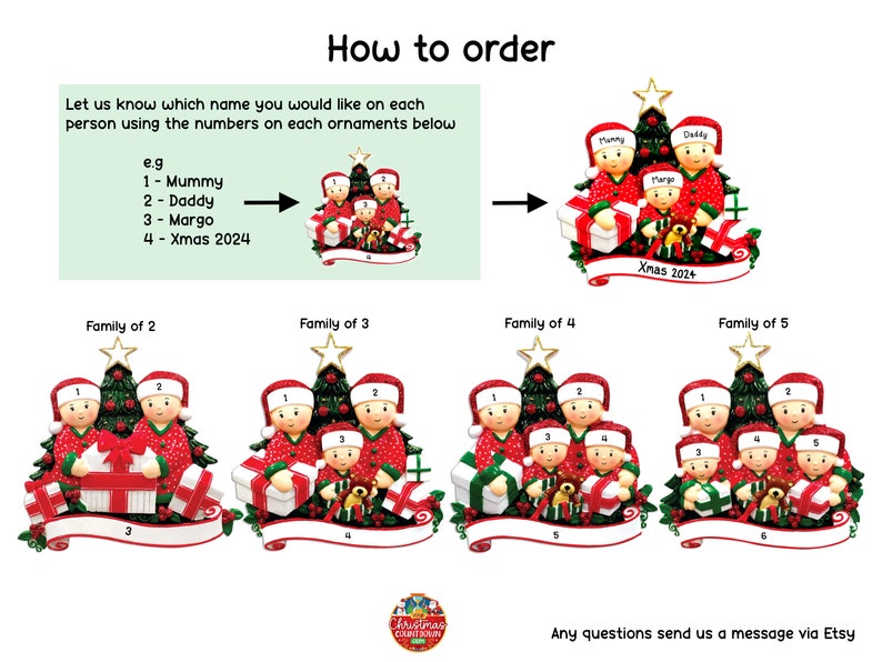 Weihnachtsbaum personalisierte Familiendekoration Gruppenornament Personalisiertes, individuelles Geschenk Bild 8