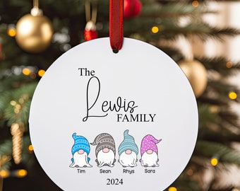 Personalised Christmas Tree Family Gonk Ornament, Gnome, Xmas, Personalized, Customised, Gonks, Gnomes, Decorations, Bauble,