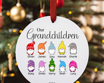 Personalised Grandchildren Christmas Tree Family Gonk Ornament, Gnome, Xmas, Personalized, Gonks, Gnomes, Decorations, Bauble, Grandkids