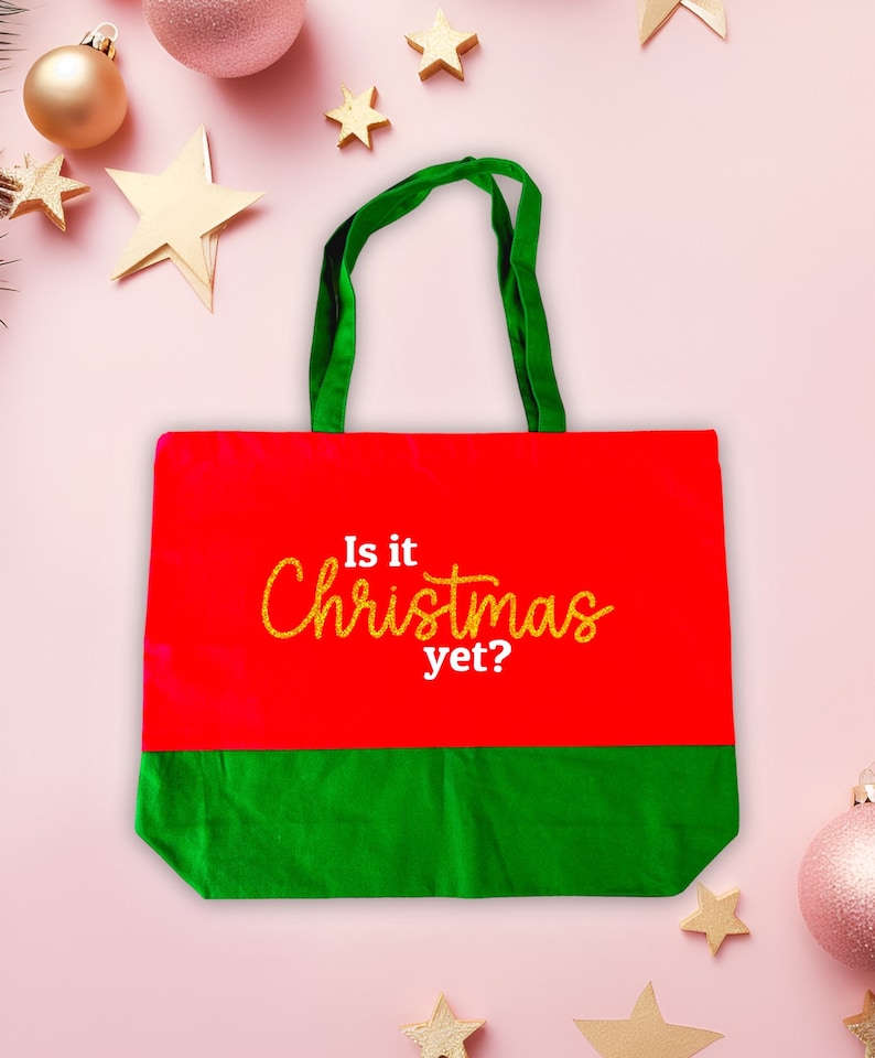 Is it Christmas yet Large Shopping Tote Bag image 1
