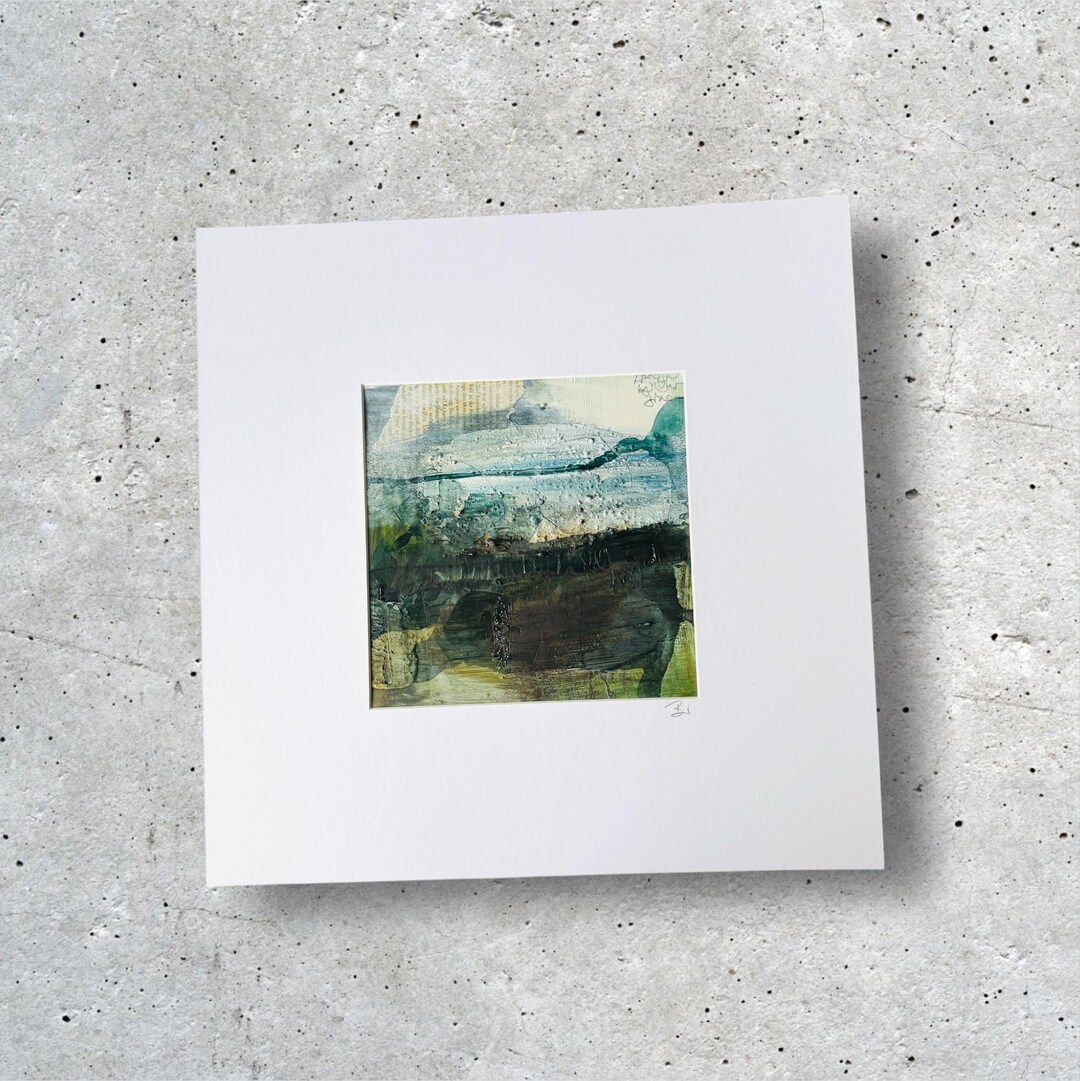 Calm, Abstract Landscape, Small Artwork in 40 X 40 Cm Passepartout - Etsy