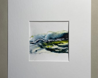 Abstrakte Landschaften, Mini Aquarelle im Original 10x10cm, originelles kleines Kunstgeschenk,