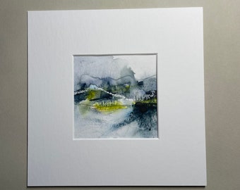 Abstract landscapes, mini watercolors in the original 10 x 10 cm, original small art gift,