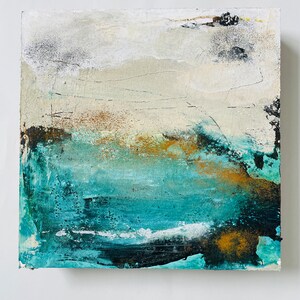 Paisaje abstracto sobre cartulina, pequeña obra de arte, lista para colgar.