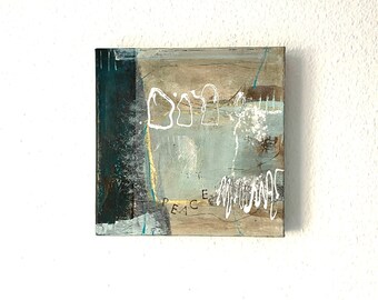 Abstract mixed media l 30x30x5 cm l Decoration for living room, hallway and office l does not need a frame