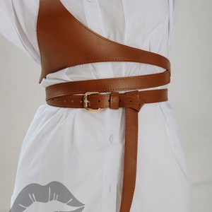 Leather harnesses for women, Chest harness, Chest belt women, Leather shoulder harness, Harness belt women,Waist wrap belt,Harness top women