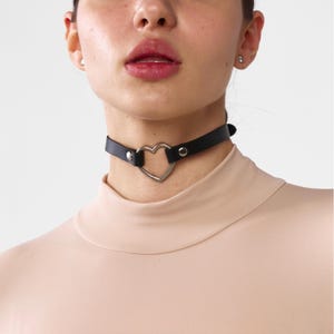 Leather heart choker, Leather heart collar, Femboy heart choker, Leather choker necklace, Choker with heart, Collar with o ring