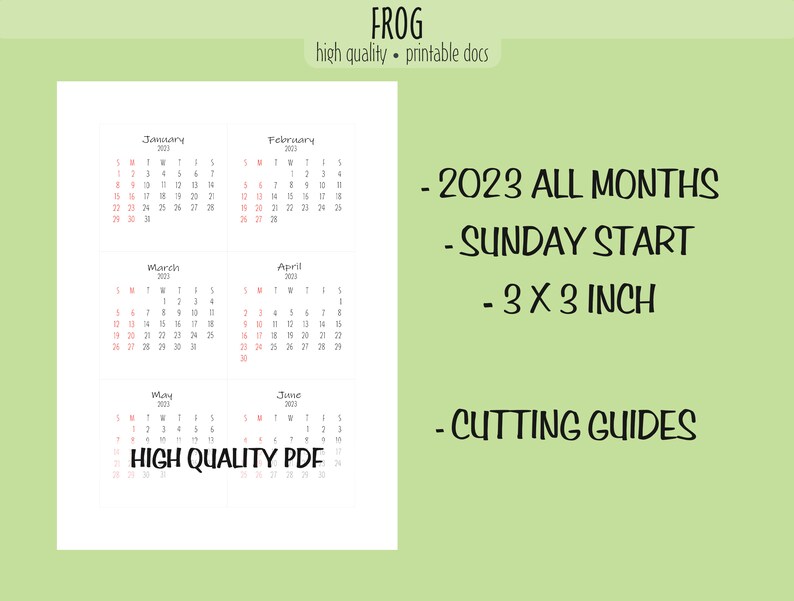 Printable 2023 Mini Calendar Desk Calendar Minimalist Etsy Australia