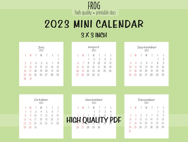 Printable 2023 Mini Calendar Desk Calendar Minimalist Etsy Australia