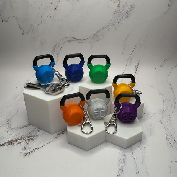 Personalized Kettlebell Keychain: 3D Printed Gym Gift