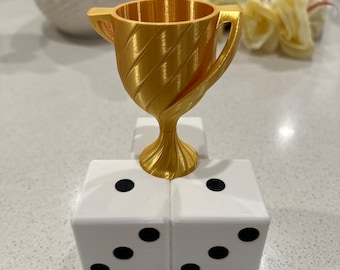 Bunco Trophy: 3D Printed Dice Base, Customizable Colors