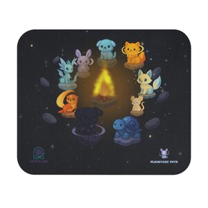 Planetary pets - Cozy Campfire Mouse Pad, Cute Animal Designs, Gaming Accessories, Office Decor, Gift for Animal Lovers