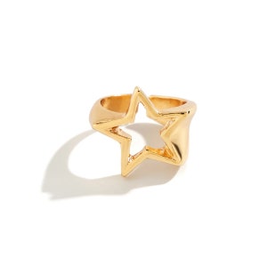 Falling Star Ring Silver Ring Statement Rings Rings for Her Star Rings for Her Gold Ring Gold Star Ring Adjustable Ring zdjęcie 1