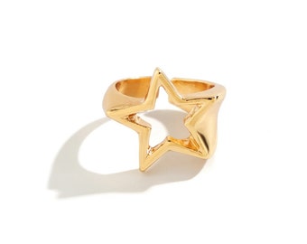 Anillo de estrella fugaz / Anillo de plata / Anillos de declaración / Anillos para ella / Anillos de estrella para ella / Anillo de oro / Anillo de estrella de oro / Anillo ajustable /