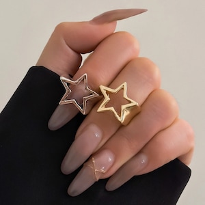 Falling Star Ring Silver Ring Statement Rings Rings for Her Star Rings for Her Gold Ring Gold Star Ring Adjustable Ring zdjęcie 3