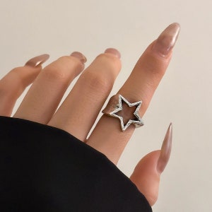 Falling Star Ring Silver Ring Statement Rings Rings for Her Star Rings for Her Gold Ring Gold Star Ring Adjustable Ring zdjęcie 7