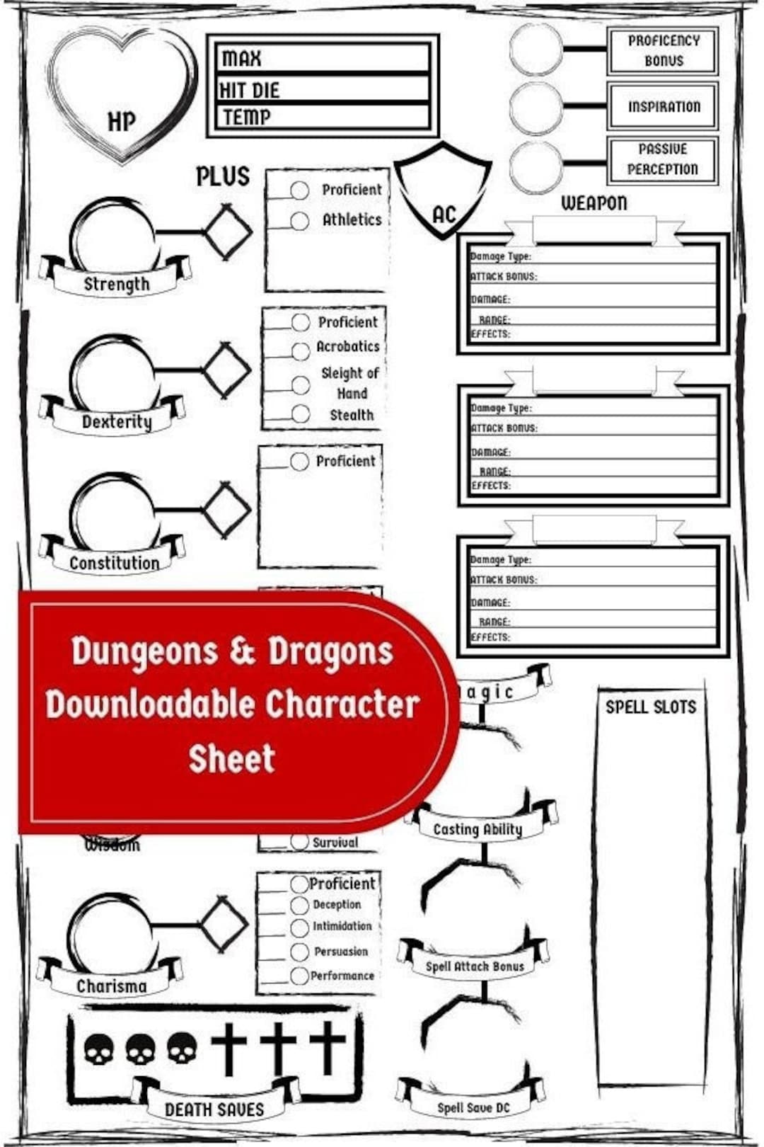 Better Dungeons and Dragons Downloadable Character Sheet PDF - Etsy