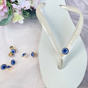 Piercing para chanclas con ojo malvado, decoración para chanclas, chanclas DIY, cadena para chanclas, adorno para sandalias, aplique