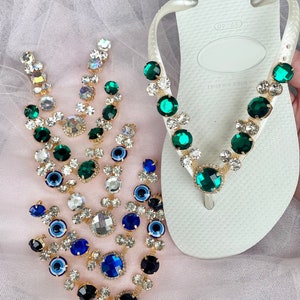 Dots and eyes decoration for flip flops, diy flip flops, chain for flip flop, embellishment for sandals
