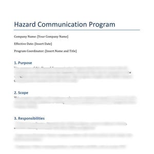 Hazard Communication Program Template | Osha-compliant Safety Plan for ...