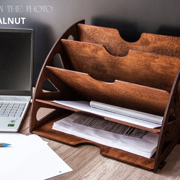 Schreibtisch Organizer, Schreibtisch Organizer aus Holz, Dokumentenhalter Stand, Dokumentenhalter, Office Desktop Organizer, Desktop Organizer aus Holz