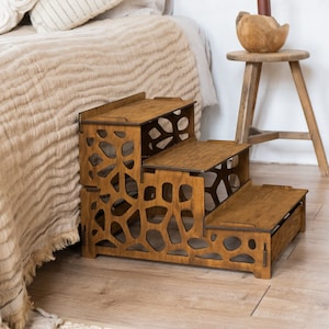 Pet steps for bed, Dog steps for sofa,Dog stairs for small dogs,Dog steps wood,Dog ramp for high bed,Dog ramp for small dogs,Dog ramp wooden
